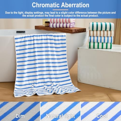 JML Microfiber Beach Towels, 6 Pack, 30" x 60", Stripe Blue and White