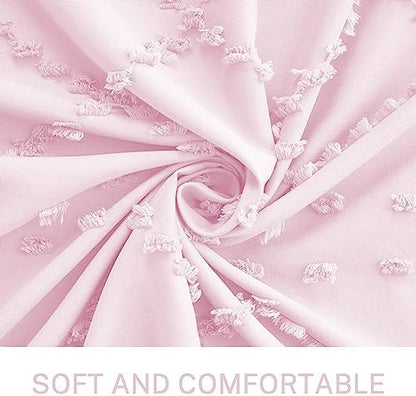 Siiluminisoy Boho Shower Curtain Pink Woven Fabric Cute Shower Curtain, 72 x 72 Tufted Chevron Textured Striped Modern Farmhouse Minimalist Cloth Shower Curtains for Bathroom