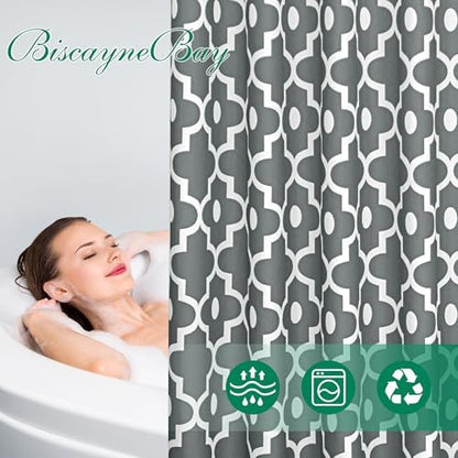 Fabric Modern Shower Curtain-Dark Grey & White Shower Curtains for Bathroom
