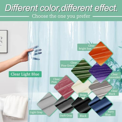 Mrs Awesome Clear Blue Shower Curtain Liner with 3 Magnets, 72x72