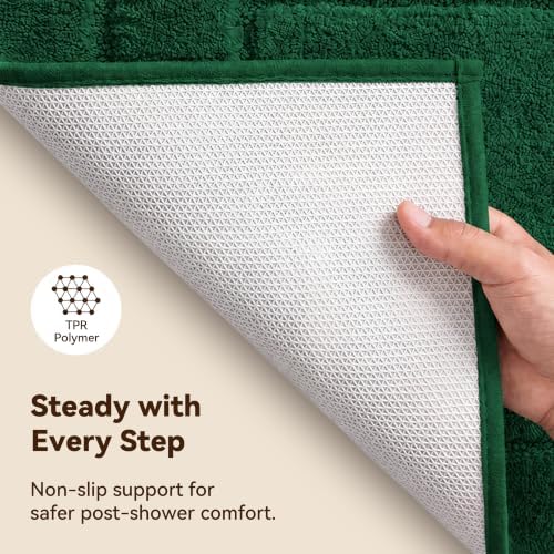 GRANNY SAYS Deep Green Bathroom Rug 16" x 24", Non-Slip Bath Mat