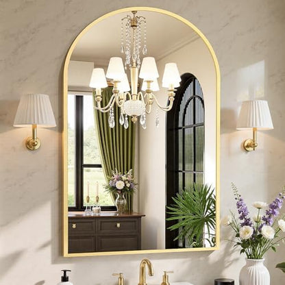Sweetcrispy 26.5"x38" Arched Gold Bathroom Mirrors for Wall