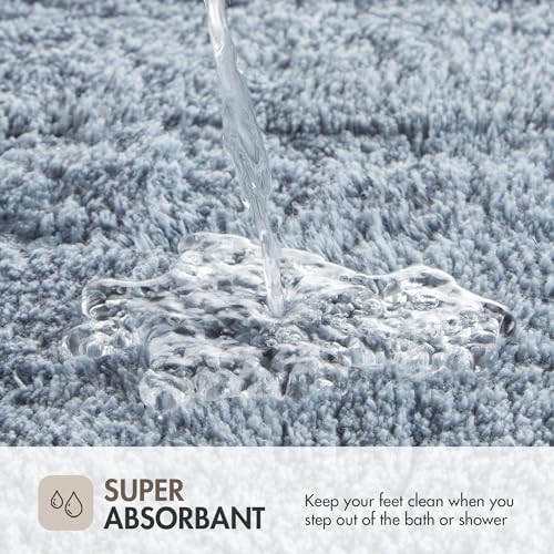 Madison Park Evan 100% Cotton Bath Rug Plush Absorbent, 20" x 30", Blue