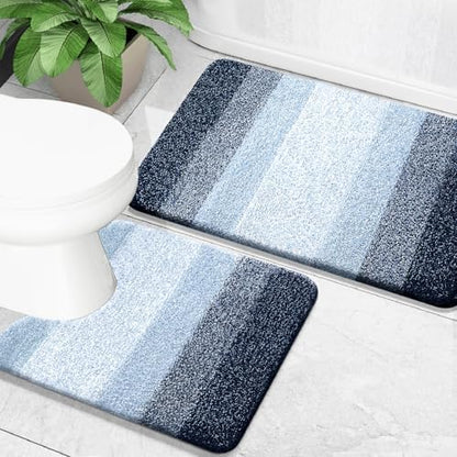 OLANLY Micorfiber Bathroom Rug Set 2 Piece, 30"x20"+U-Shaped 24"x20"