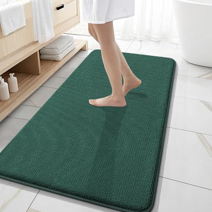 OLANLY Memory Foam Bathroom Runner Rugs 47x20, Long Mats, Blackish Green
