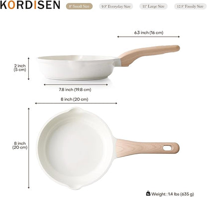 Kordisen Ceramic Non Stick Frying Pans Skillet, 8 Inch Ceramic Small Egg Pan Nonstick for Cooking Non Toxic, Healthy Induction Cookware, Heat Resistant Handle, PFOA & PFAS Free