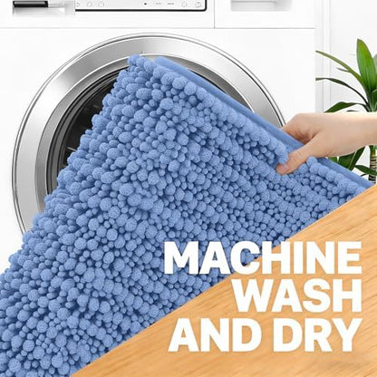 OLANLY Bathroom Runner Rugs 47x17, Thick Soft Absorbent Chenille Bath Rugs