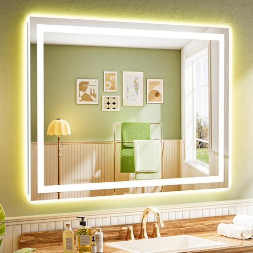 44x32 LED Bathroom Mirror with Lights, Lighted Vanity Mirror