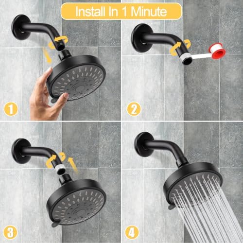 AISOSO High Pressure Rain Shower Head 2PCS 5 Modes 4.1" Oil Rubbed Bronze