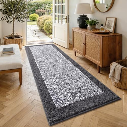 70x24 Long Bathroom Rugs Non Slip Washable, Soft Absorbent Bath Mat Grey