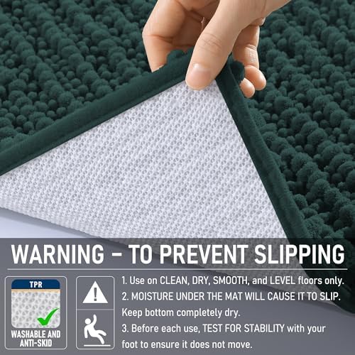 OLANLY Bathroom Runner Rugs 47x20, Thick Soft Absorbent Chenille Bath Rugs