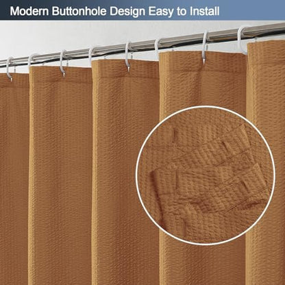 OWENIE Gold Stall Shower Curtain for Bathroom, 3D Embossed Textured Fabric Small Shower Curtain for Narrow Stall Size, Machine Washable Water Resistance, Hotel Style, 36" W x 72" L