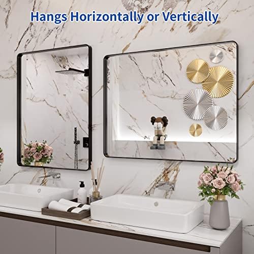 WEER Black Bathroom Vanity Mirror 28X36 Inch
