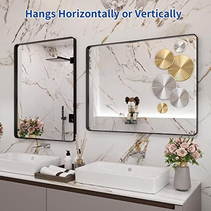 WEER Black Bathroom Vanity Mirror 28X36 Inch