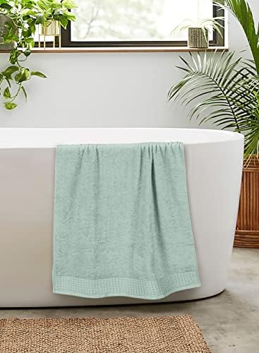 GLAMBURG 100% Cotton 2 Pack Oversized Bath Towel Set 28x55 Inches, Ultra Soft Highly Absorbant Compact Quickdry & Lightweight Large Bath Towels, Ideal for Gym Travel Camp Pool - Sea Green