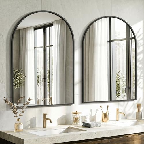 AMOISE Arched Bathroom Mirror for wall, 40"x30" Vanity Mirror, Black