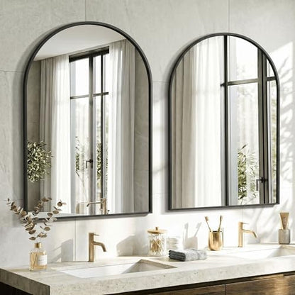 AMOISE Arched Bathroom Mirror for wall, 40"x30" Vanity Mirror, Black