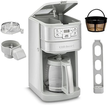 Cuisinart Automatic Grind & Brew 12-Cup Coffee Maker with Blade Grinder, Programmable Coffee Machine Glass Carafe with 1-4 Cup Setting, Brew Pause, Grind-Off Option, DGB-400, Stainless Steel