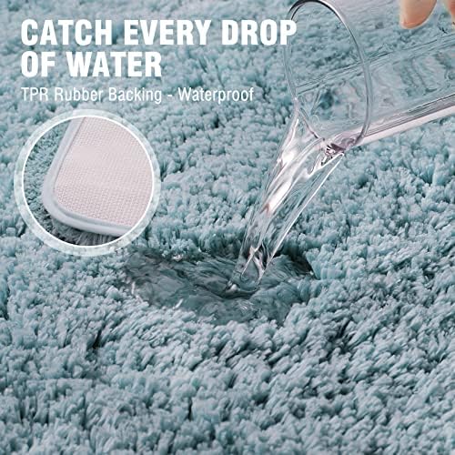 TECHMILLY Super Soft Shaggy Bathroom Rugs, Absorbent Thick Non Slip Microfiber Bath Rugs, Quick Dry Machine Washable Bath Mat for Bathroom Floor, Bathtub and Shower 20"x32"