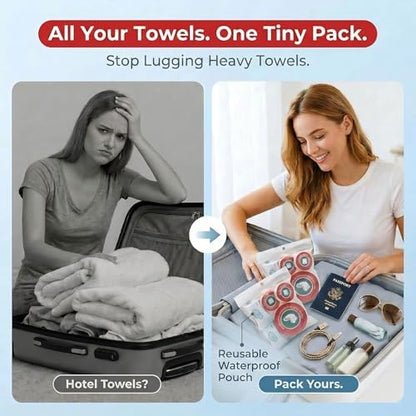 7-Pack Lightweight Disposable Compressed Travel Towel Set, 3 Sizes