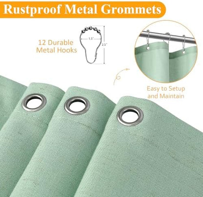 Naturoom Linen Shower Curtain 42x72 Inch for Bathroom Aqua Green 1 Panel
