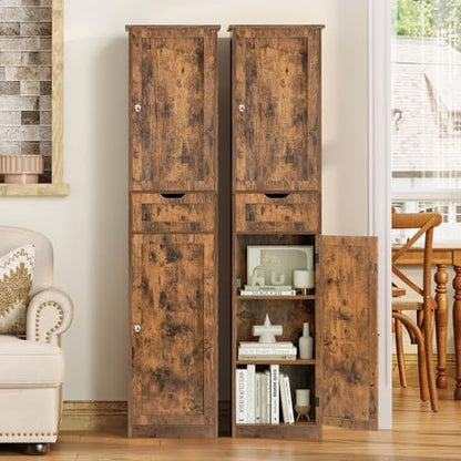 Iwell 66.9" Tall Bathroom Storage Cabinet with 2 Doors & 1 Drawer