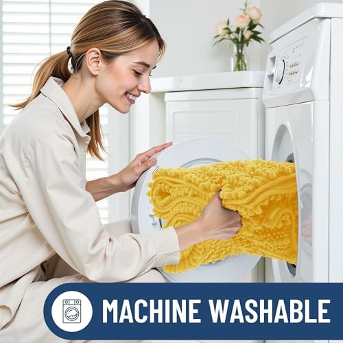 Smiry Bathroom Rugs 70X24, Extra Soft Rubber Backing Chenille Bath Mats