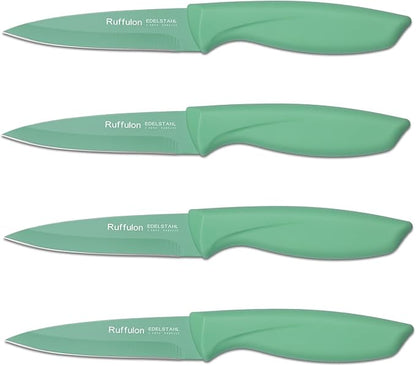 Paring Knife Set, 4PCS Stainless Steel Paring Knife Set, Ultra Sharp Fruit and Vegetable Knives, 3.5-Inch Kitchen Knives, Razor-Sharp Knife,Ergonomic Handle Design,Green.