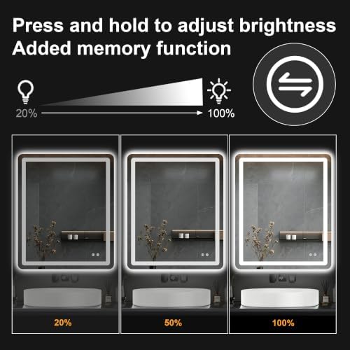 TRAHOME LED Bathroom Vanity Mirror with Lights, 36"x30" Lighted Wall Mirror