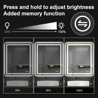 TRAHOME LED Bathroom Vanity Mirror with Lights, 36"x30" Lighted Wall Mirror