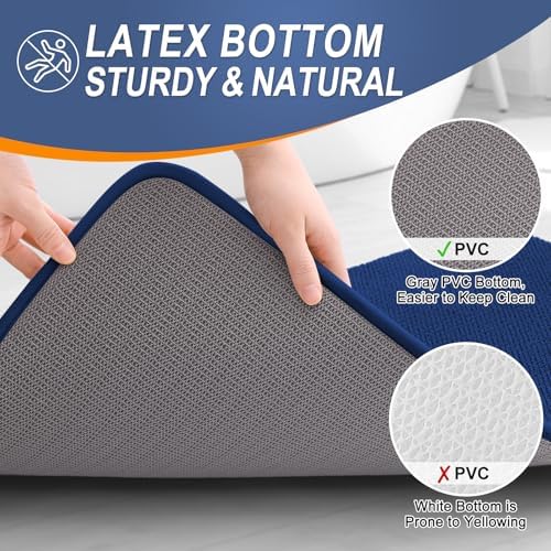 OLANLY Thick Memory Foam Bathroom Rugs 36x24, Soft Absorbent Bath Mat, Navy