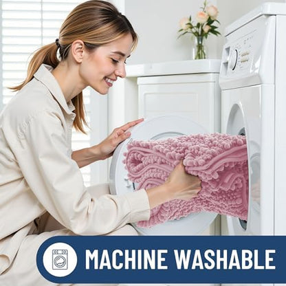 Smiry Bathroom Rugs 40X32, Extra Soft Rubber Backing Chenille Bath Mats