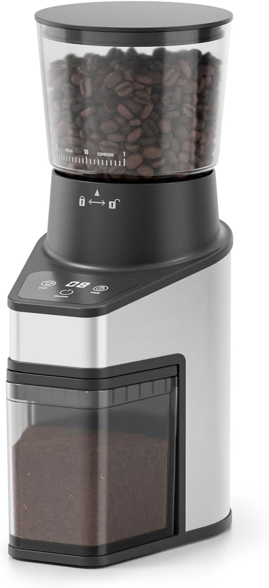 Burr Coffee Grinder with 60 Settings, Electric Conical Bean Grinder with Touch Screen & Anti-Static Technology for Espresso to French Press, 1-60s Timer & 1-8 Cup Dosing, Stainless Steel, Black