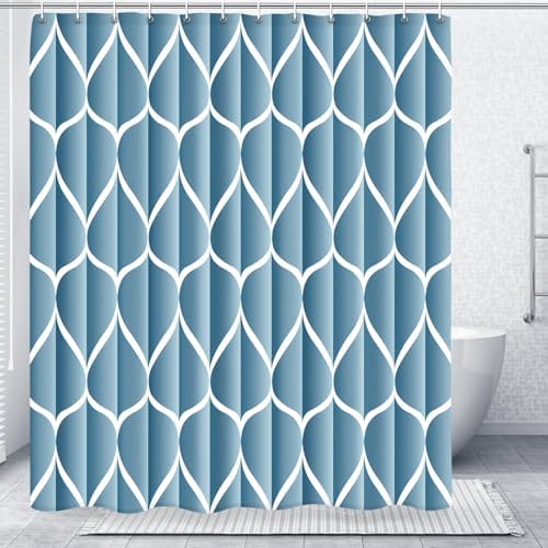Gelbchu Geometric Shower Curtain for Bathroom, Moonlight Blue, 72x72
