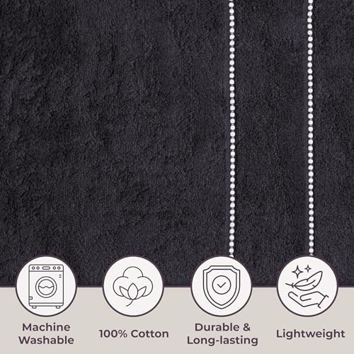 Lavish Home Bathroom Towels Set, Bathroom Accessories, Black, Set of 6