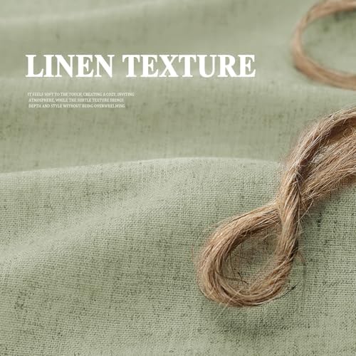 Farmhouse Shower Curtain Ruffle Linen Flax Green 72" W x 78" L