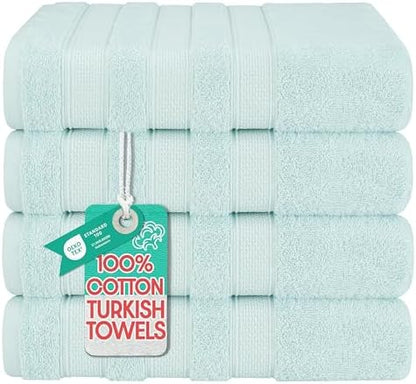 American Soft Linen Salem 100% Cotton Turkish 4 Piece Bath Towels for Bathroom, 600 GSM Soft Absorbent Quick Dry Bath Towel Set, Mint
