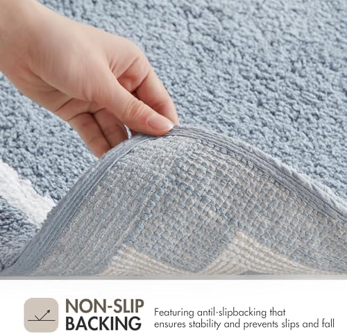 Madison Park Evan 100% Cotton Bath Runner Plush Absorbent, 24" x 72", Blue