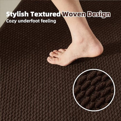 TYUU Bathroom Rugs Non Slip Washable, Super Absorbent Thin Bath Mat Small Quick Dry Low Pile Bathroom Rug, Brown 16"x24"