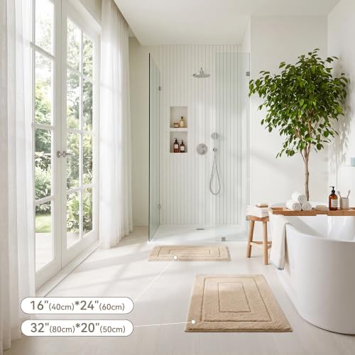 GRANNY SAYS Bathroom Rugs Non Slip, 16" x 24", Bath Rugs for Bathroom Washable, Bath Mats for Bath Floor, Microfiber Bath Mat for Tub, Absorbent Bath Rugs for Bath, Khaki