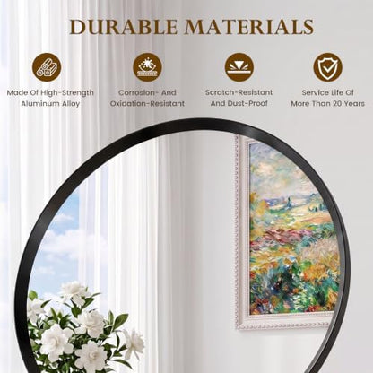 30 inch Black Round Bathroom Mirror,Circle Mirror
