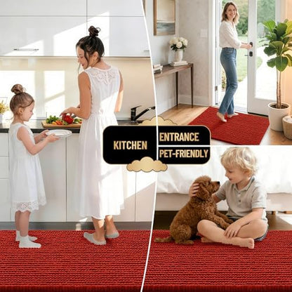 OLANLY Thick Chenille Absorbent Bathroom Rugs Mat 30x20, Rustic Terracotta