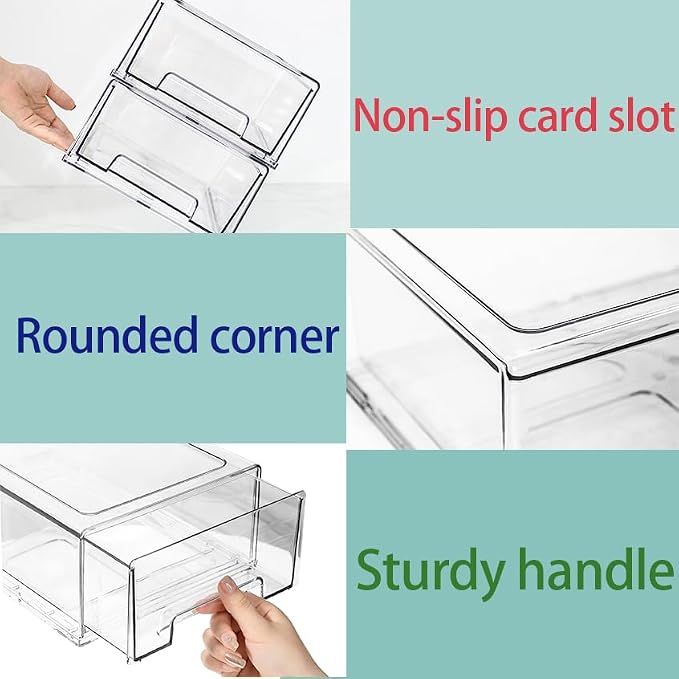 2 Pack - Clear Pulling Medicine Drawer First Aid Kit Box for Bathroom, Cabinet, Closet,Medicine Organizer, Medicine Storage Box Adhesive Bandages Family Emergency Kit (L drawer)