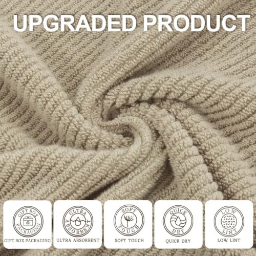 VOOVA & MOVAS 6PC Towel Set, 100% Cotton, Dark Beige