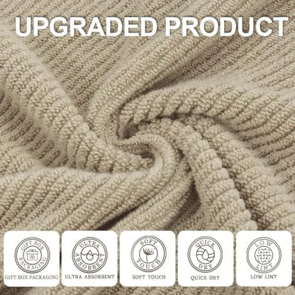 VOOVA & MOVAS 6PC Towel Set, 100% Cotton, Dark Beige