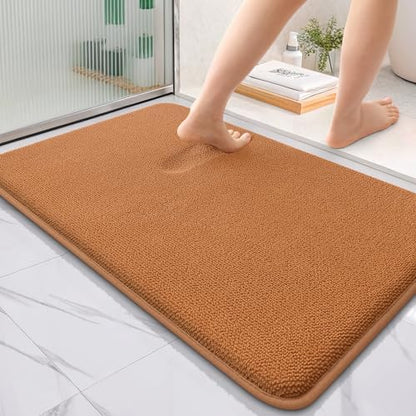 OLANLY Thick Memory Foam Bathroom Rugs 36x24, Soft Absorbent Bath Mat, Clay