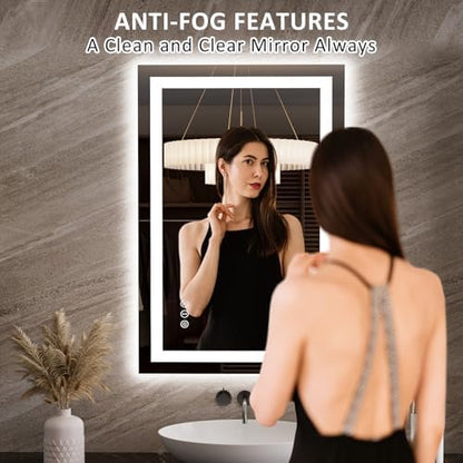 LOAAO 23.6"x35.4" LED Bathroom Mirror with Lights, UL Listed