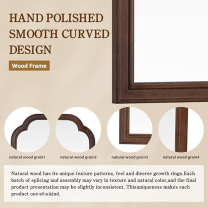 WallBeyond 28" x 40" Wood Bathroom Mirror for Wall Mounted, Rustic Rounded Corner Vanity Mirror for Entryway, Living Room or Bedroom Home Decorative [28" x 40" Walnut]