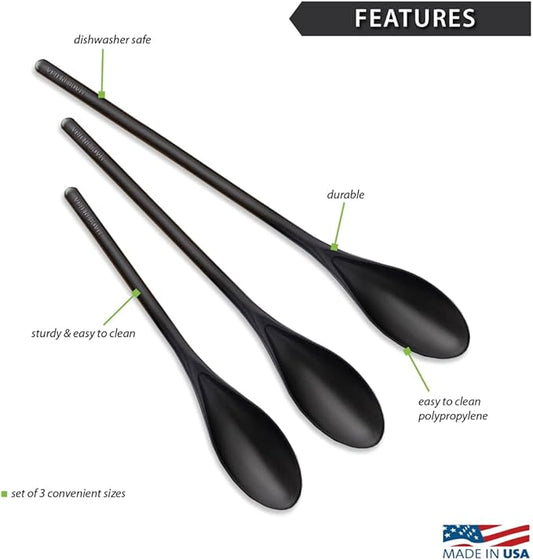 Rada Cutlery 3-Piece Mixing Spoons Set (B311), BPA-Free Non-Scratch, Small 9.88ʺ, Medium 11.75ʺ, Large 13.75ʺ