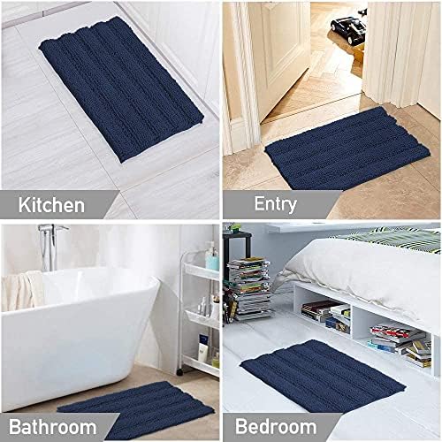 2-Piece Bathroom Rug Set with U-Shaped Mat, Soft Absorbent Chenille, Navy